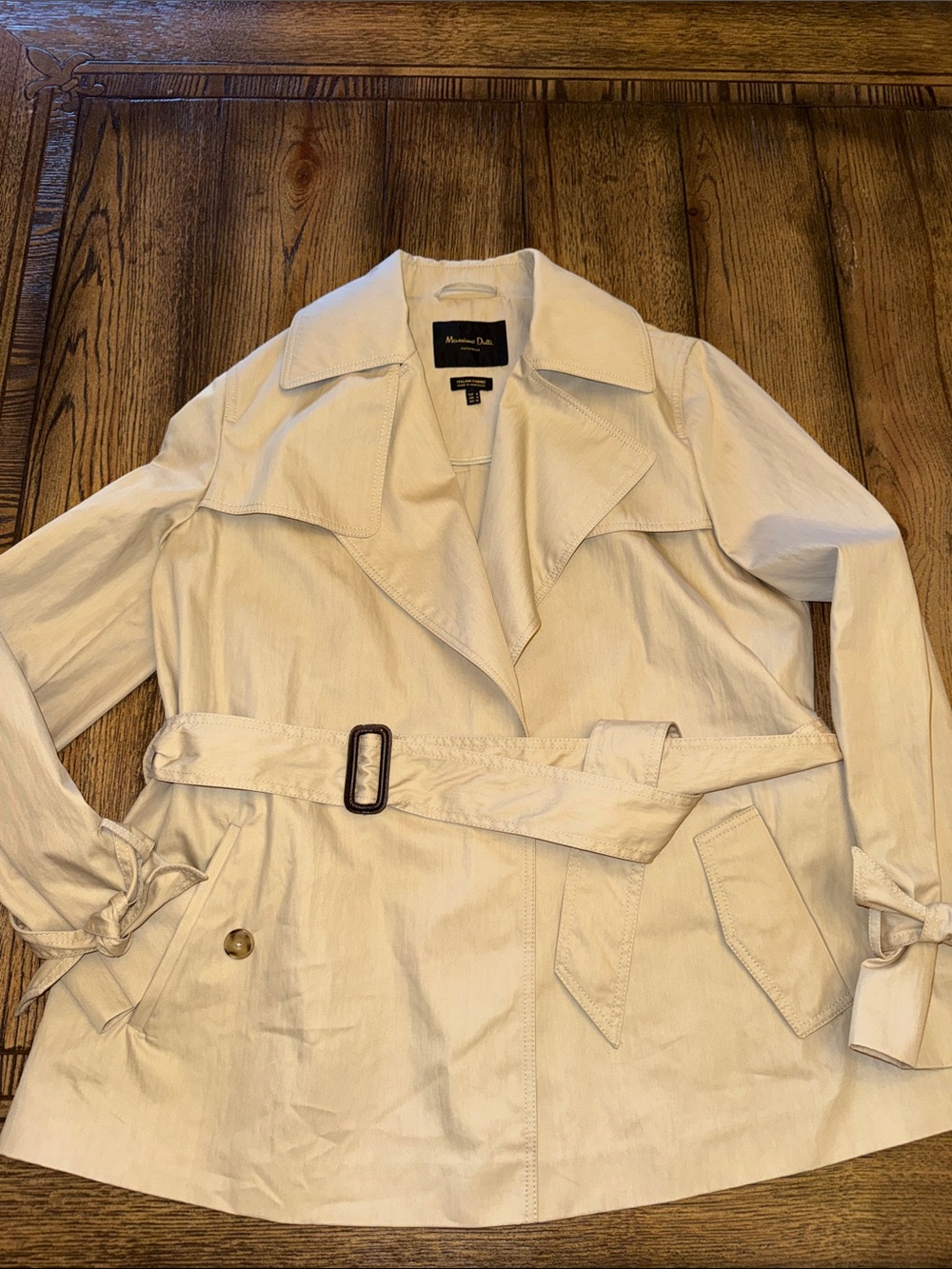 Massimo Dutti Cream Belted Trench Coat